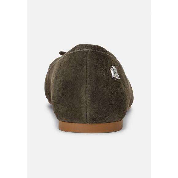 LAUREN Ralph Lauren Jayna Suede Flat Ballet Pumps Dark Olive Womens Size 7.5 B - Picture 3 of 12